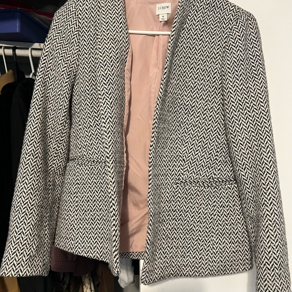 J. Crew Women's Herringbone Blazer in Black and White